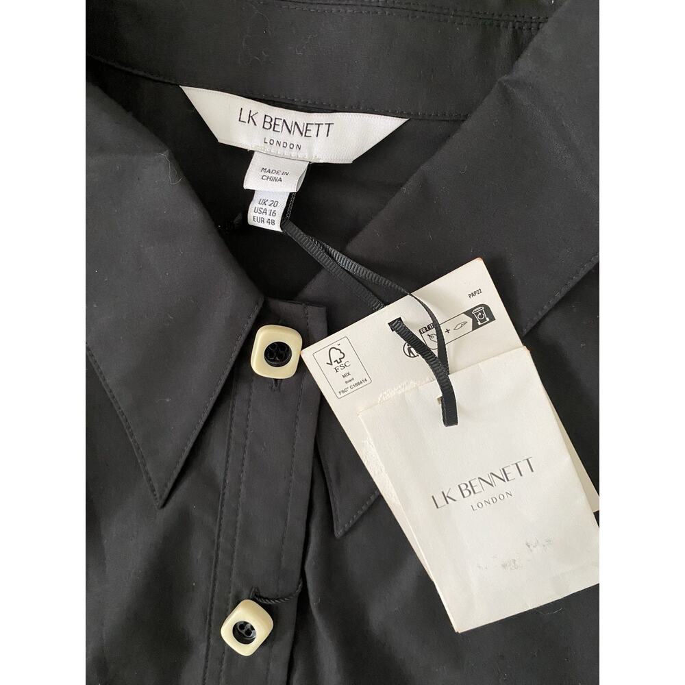 NWT LK Bennett Cally Pleated Shirt Dress Women's 16 Black Preppy Designer Office - Picture 8 of 15